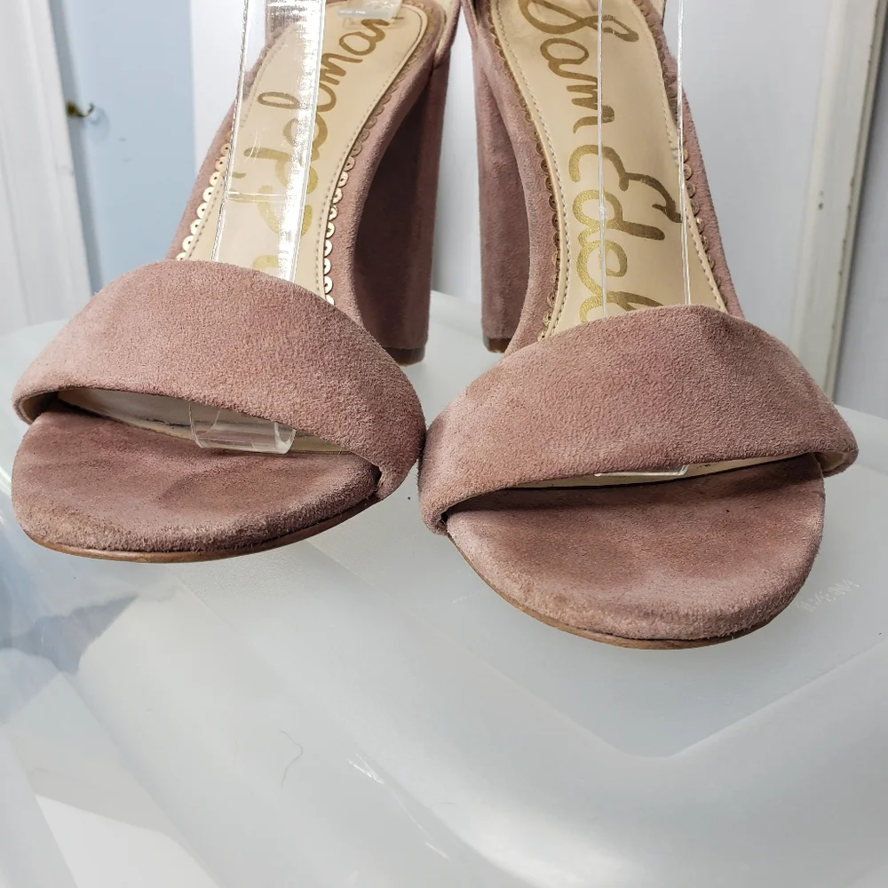 Sam Edelman Yaro Suede Block Heel Ankle Strap Band Petal Pink Event Weddings 7